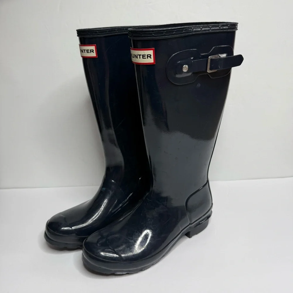 Hunter Glossy Rain Tall Boots Girl Size 6